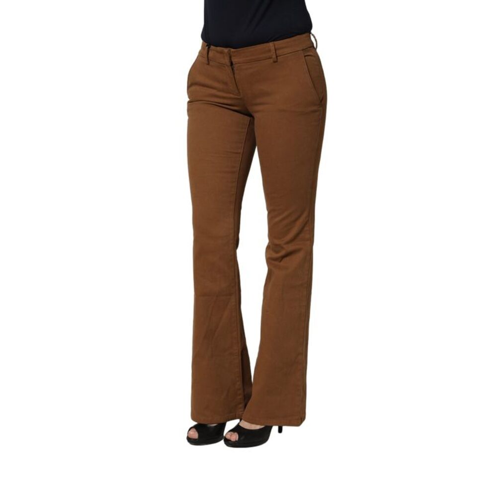 Siviglia Brown Low Waist Cotton Women Bootcut Trousers Women's Pants